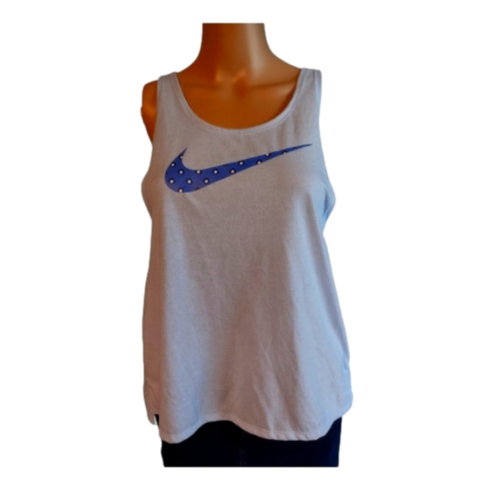Final Sale $$ Nike Standard Dry Fit Printed Logo Criss Cross Back Tank Top - Picture 2 of 10